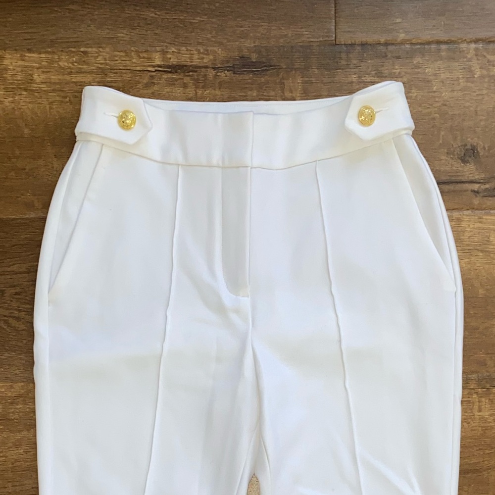 NWOT White Pants with Gold Buttons